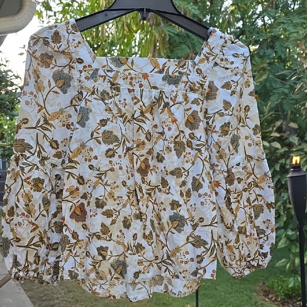 a.n.a Floral Print Blouse with Earthy Tones